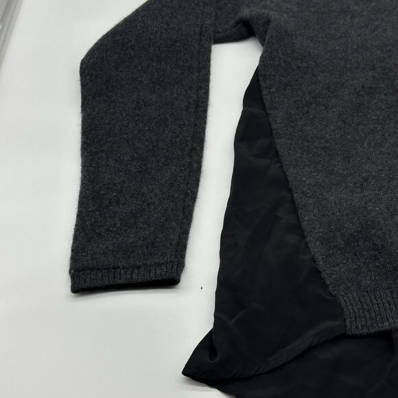 Quinn Women's Size Medium Gray & Black Cashmere Silk Crewneck Pullover Sweater - Picture 3 of 9
